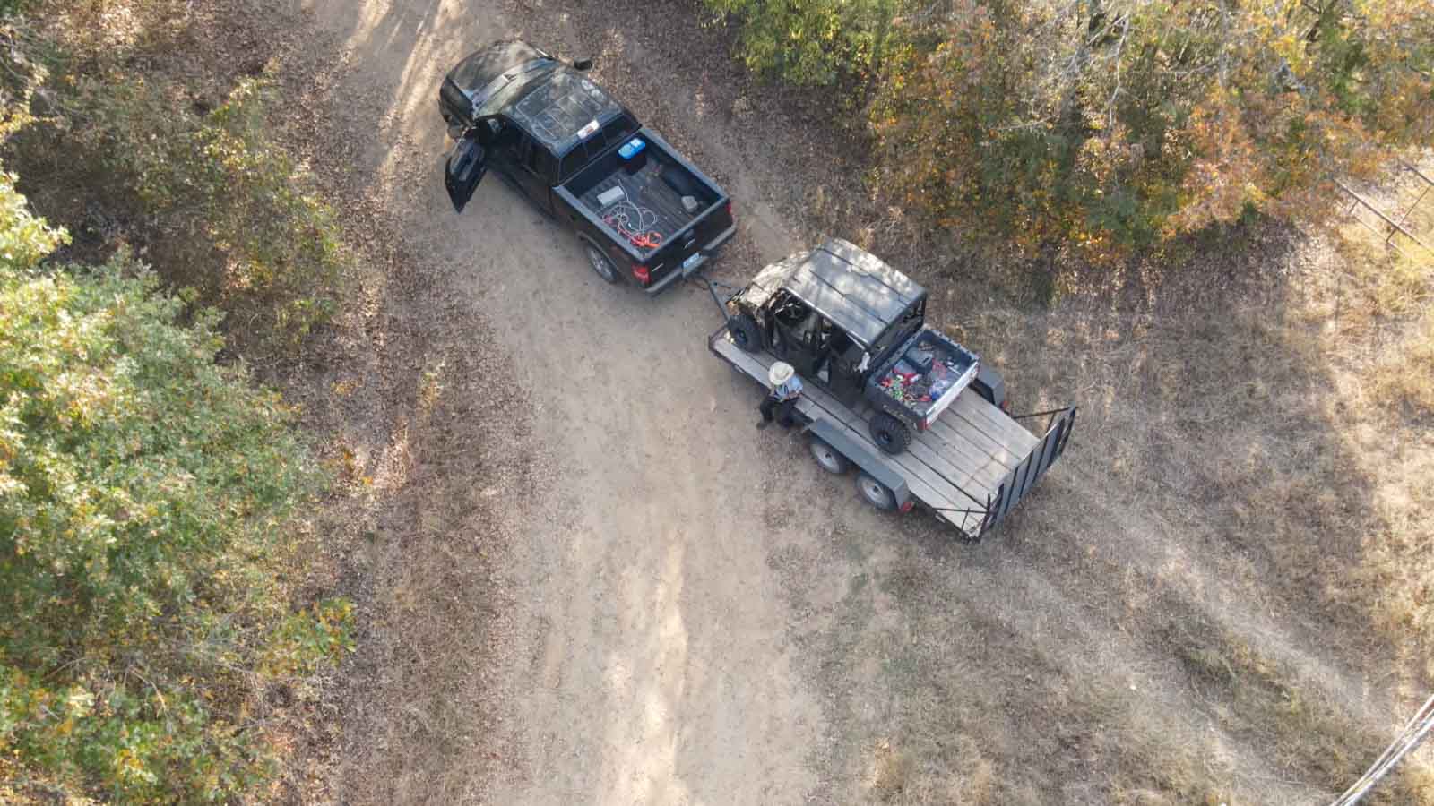 aerial image of a side by side on land
