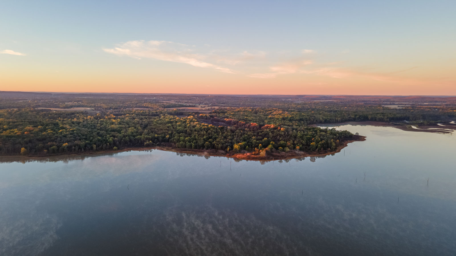 Aerial sunset photo of land buying land in oklahoma