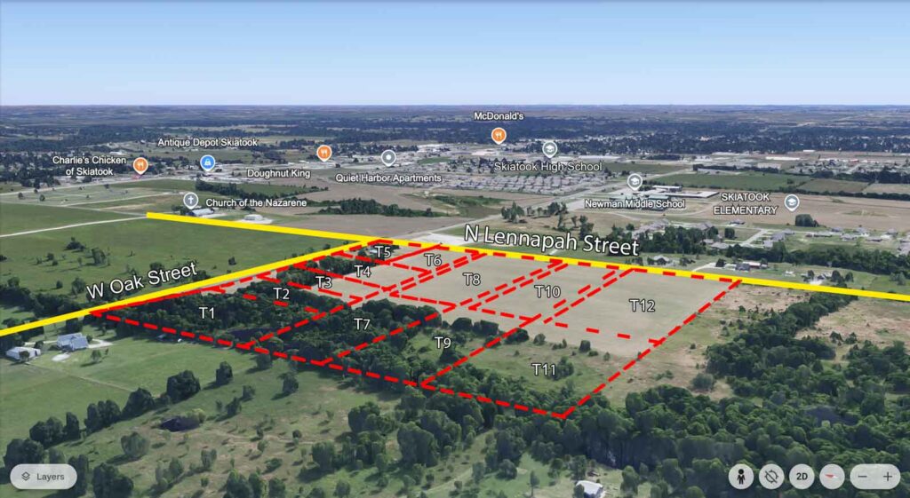 Image of a lot split development in Skiatook Ok