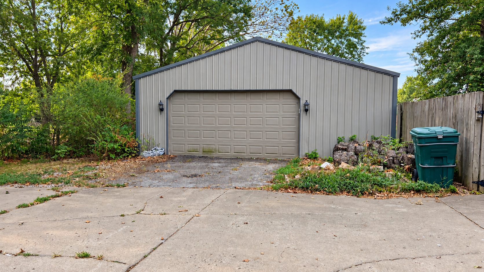 Exterior of the 30-by-40 metal shop included with the home purchase